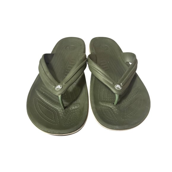 Crocs Mens Green Flip Flops Size 13 - Picture 2 of 6